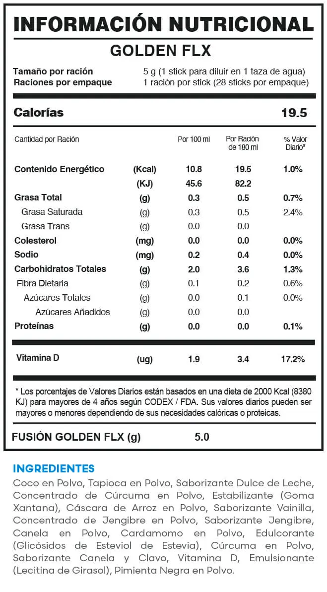 Fuxion GOLDEN FLX | Información Nutricional Fuxion GOLDEN FLX | Información Nutricional